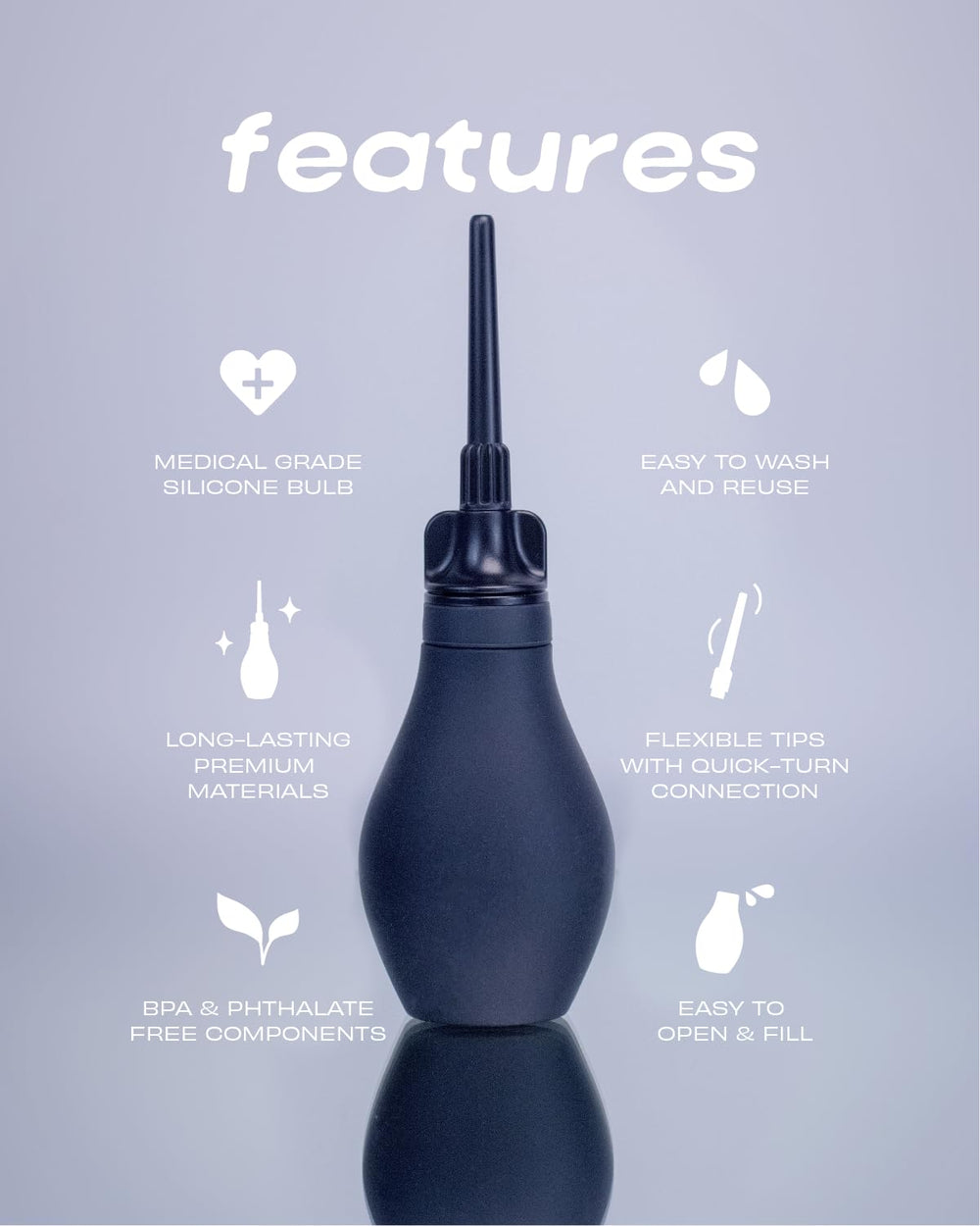 Du Silicone Anal Enema Kit quick-connect tips for hygienic replacement.