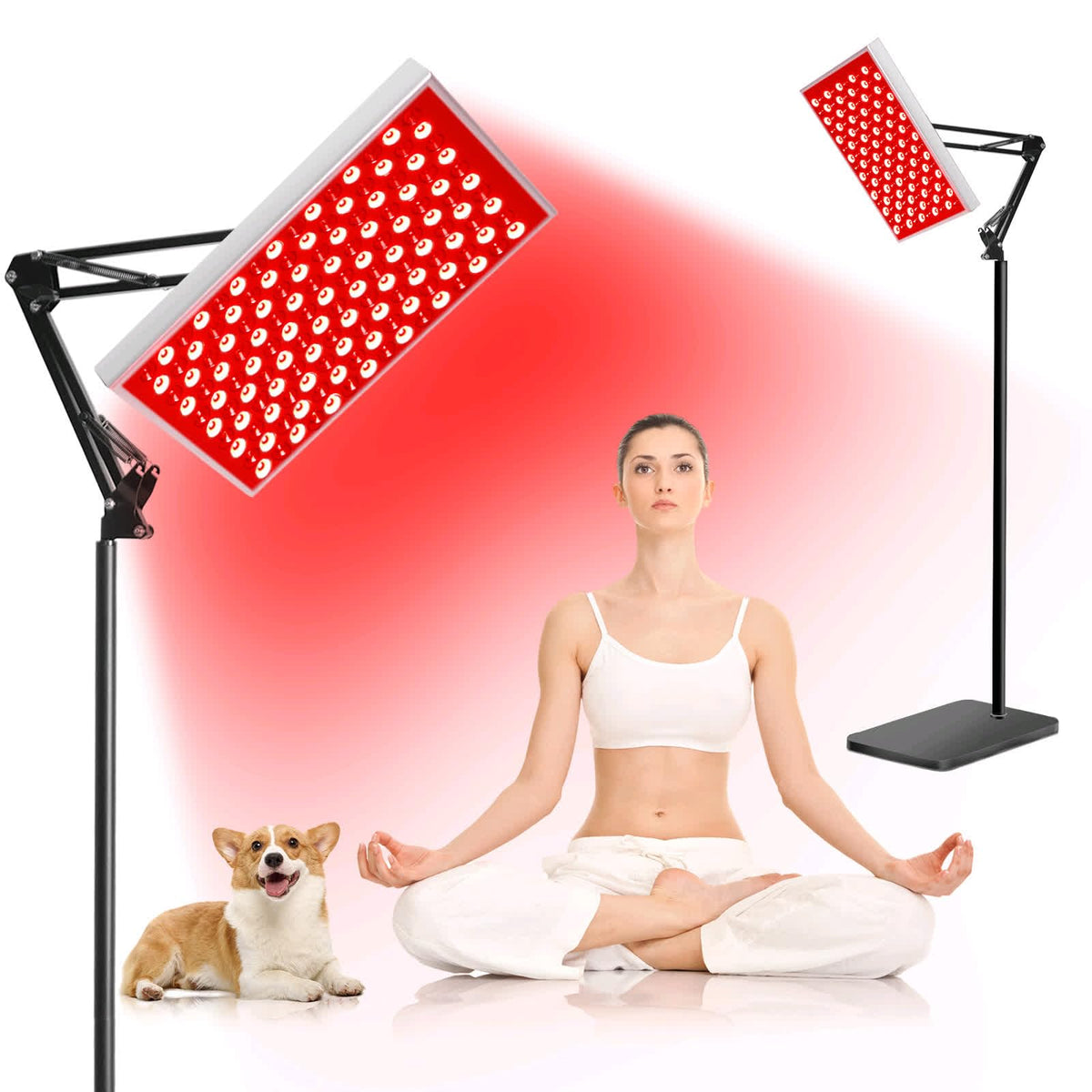 DUGSDG red light therapy panel with stand, front view for home full-body sessions