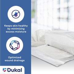 Dukal Oil Emulsion Dressing 3x8 closeup of breathable knitted fabric enabling drainage.
