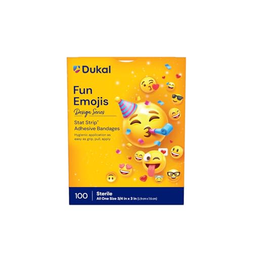 Dukal Stat Strip emoji bandage close-up shows non-stick pad