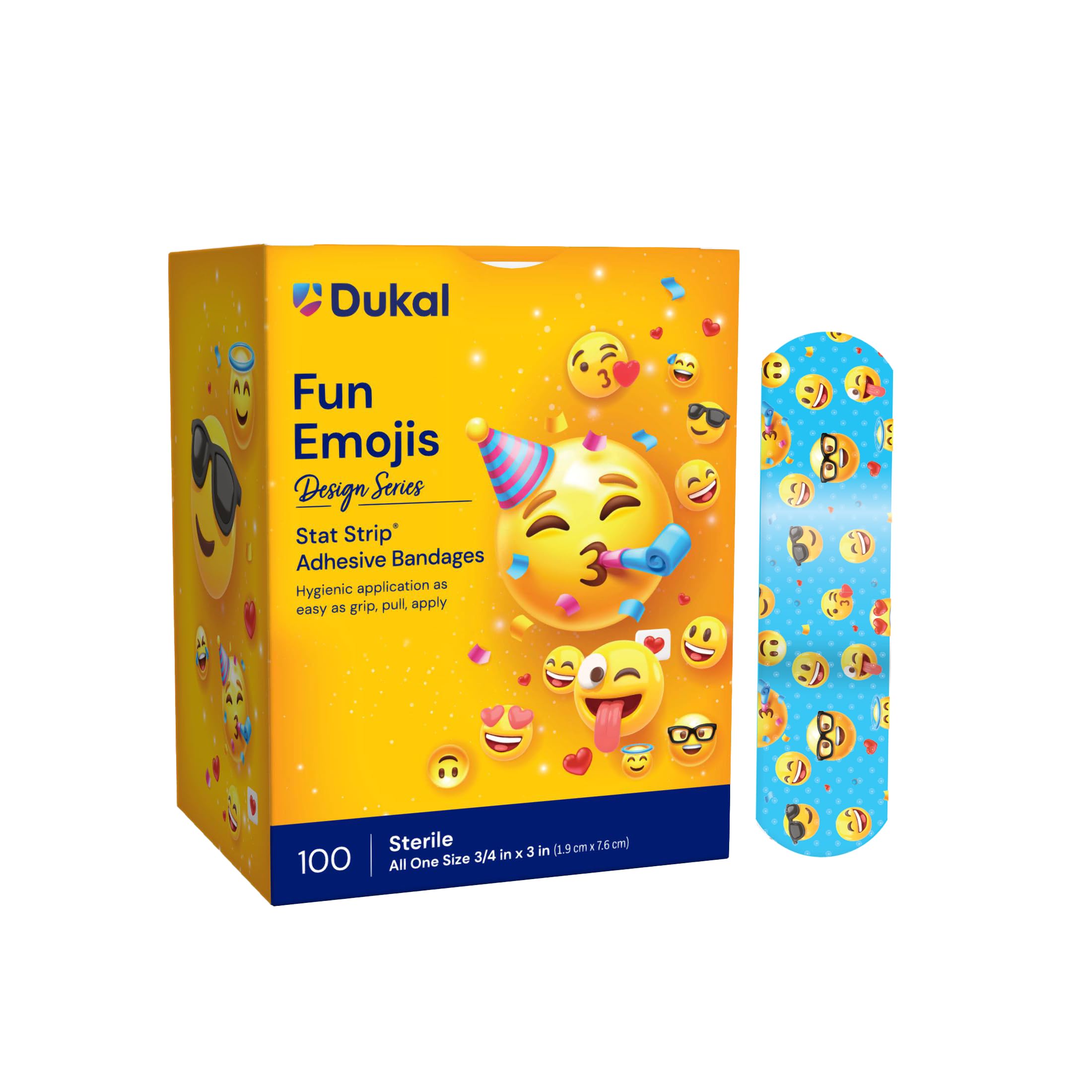 Dukal Stat Strip packaging shows a 100-count box with clear labeling