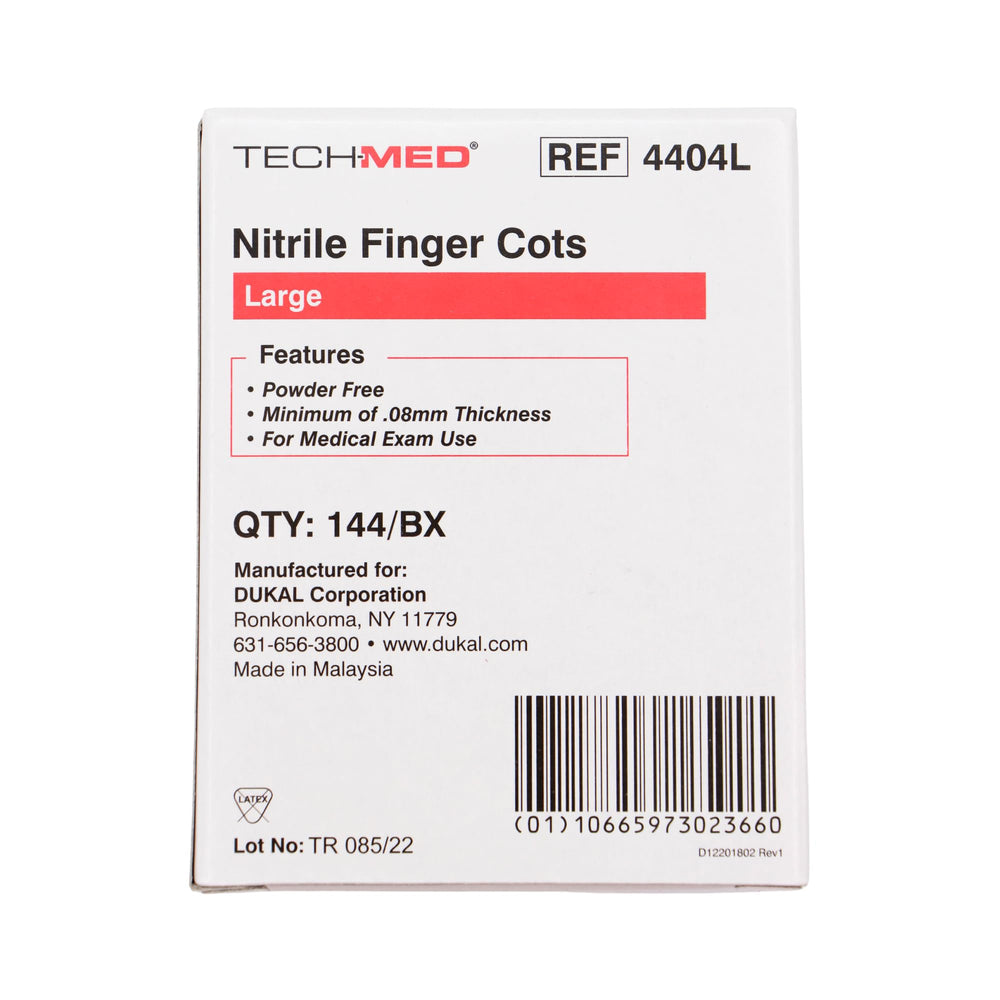 Dukal TEC 4404L finger cot made in Malaysia for reliable supply.