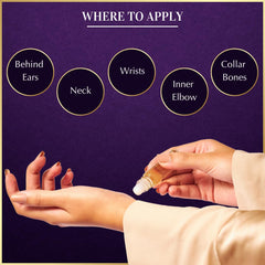 Dukhni Royal Oud Attar Set on skin demonstrates lasting aroma at pulse points