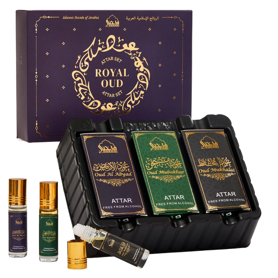 Dukhni Royal Oud Attar Set packaging ideal for gifting and display