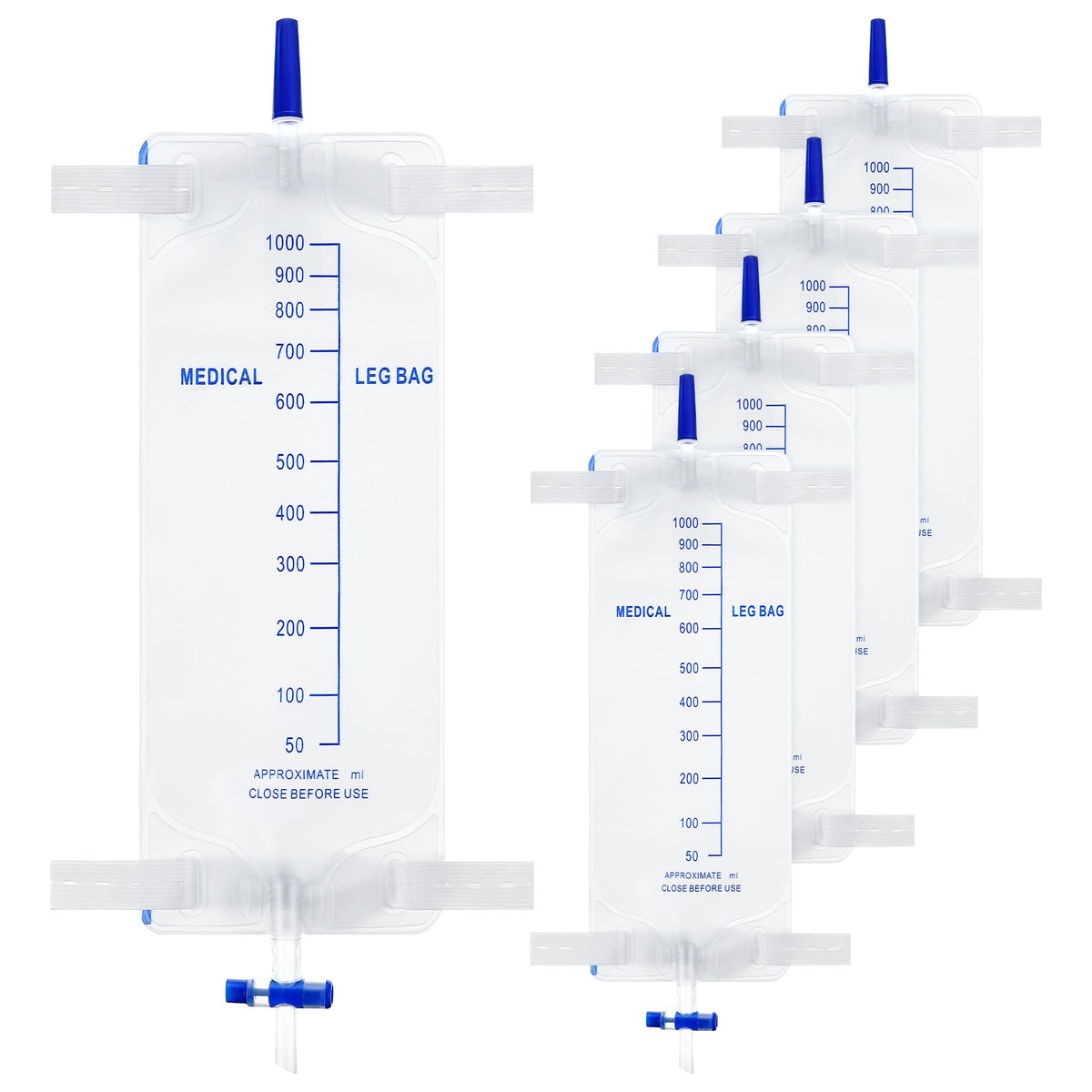 Dunkive leg bag showing 33oz capacity for extended wear and discreet collection