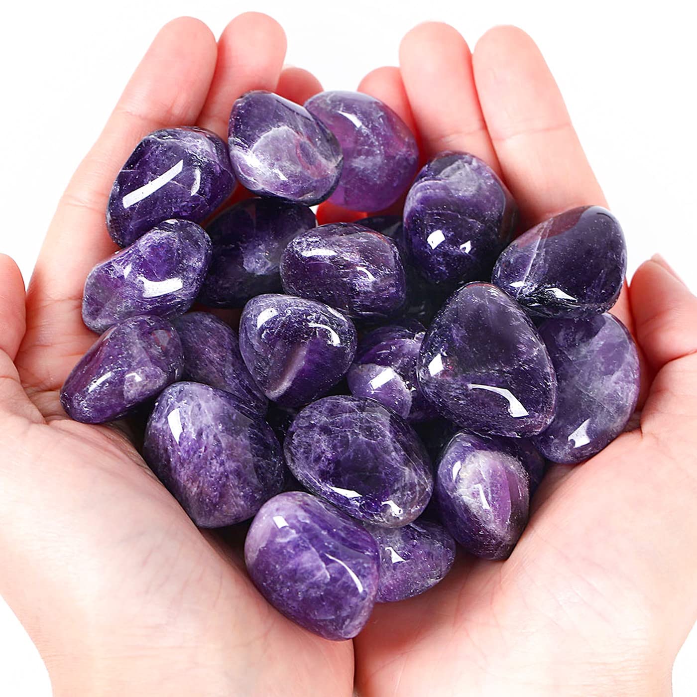 DUQGUHO Amethyst polished stones set for calm desk decor and meditation use.