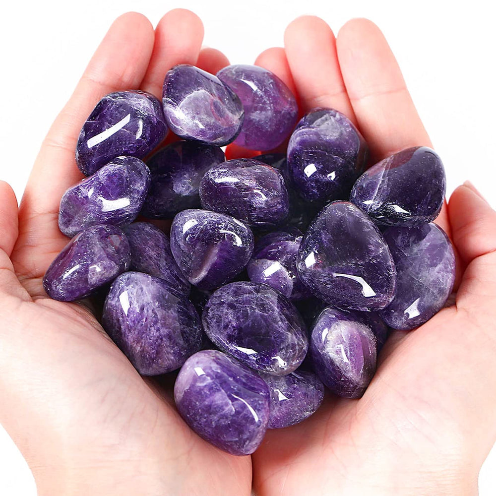 DUQGUHO Amethyst polished stones set for calm desk decor and meditation use.