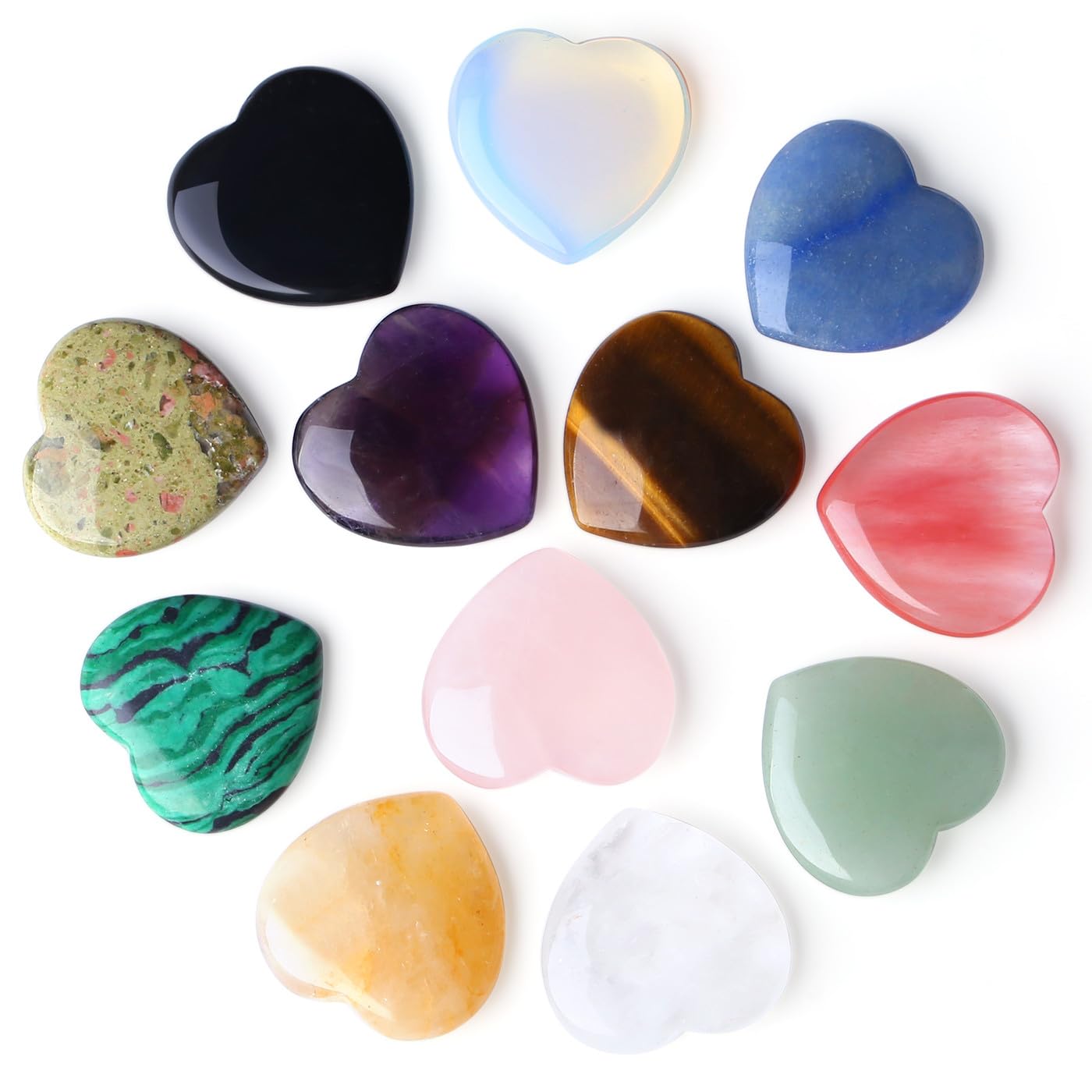 DUQGUHO opal heart crystal 1 inch with unique sparkle for display.