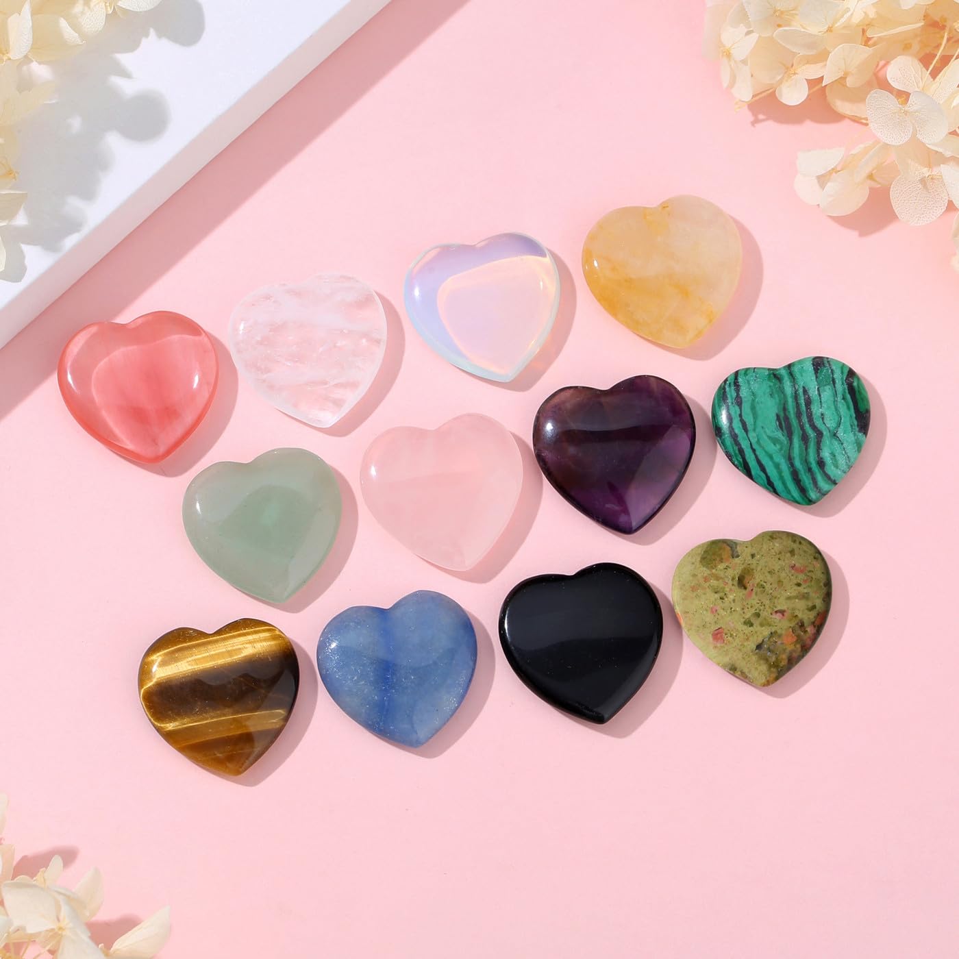 DUQGUHO rose quartz heart crystal 1 inch ideal for gifting and warmth.