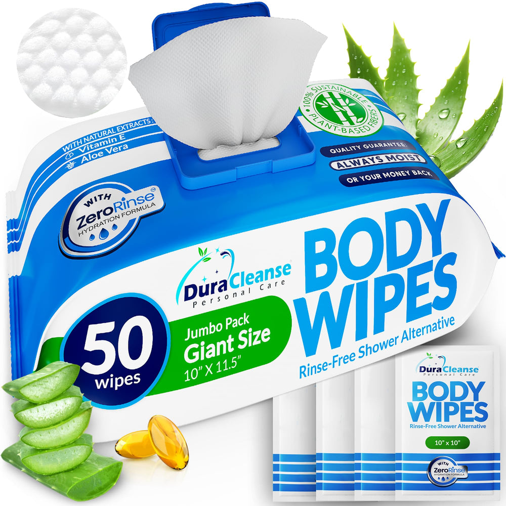 Dura Cleanse XL body wipes pack front view for on-the-go cleansing
