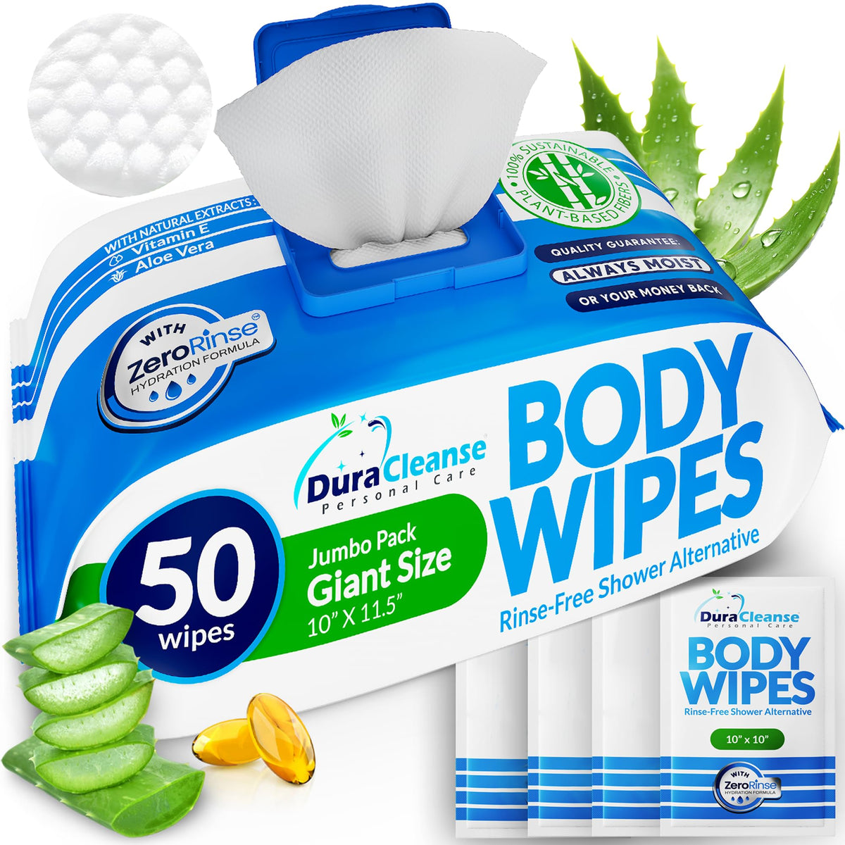 Dura Cleanse XL body wipes pack front view for on-the-go cleansing