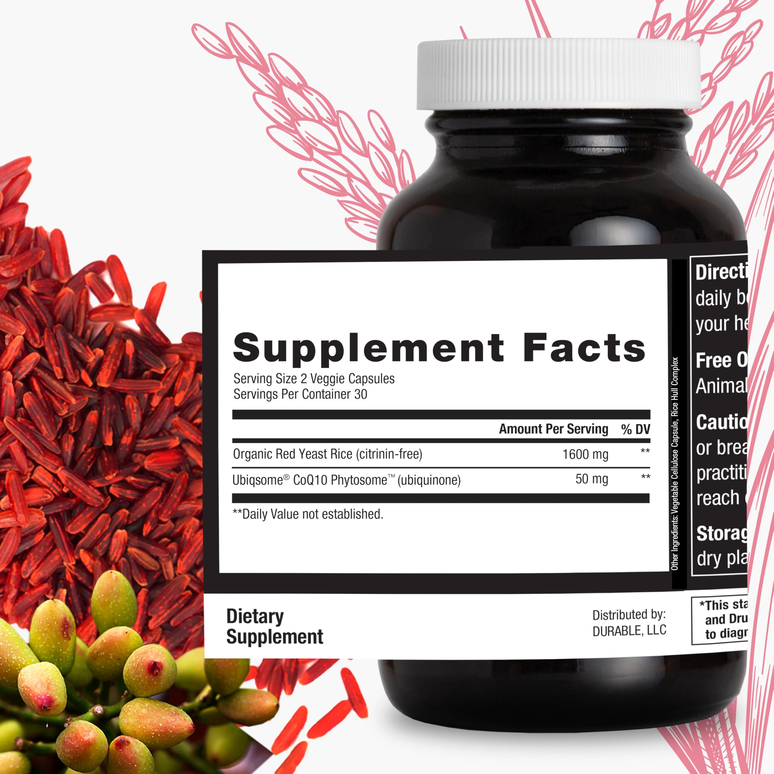 Durable RED Yeast Rice vegan, non-GMO labeling confirms clean ingredients.