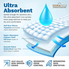 Durameg underpads protecting bedding during night use