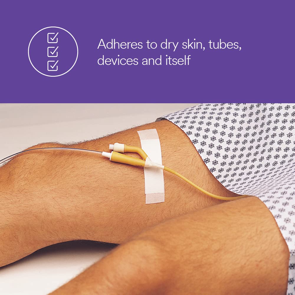 Durapore adheres to dry skin, tubes, and devices for flexible securement options.