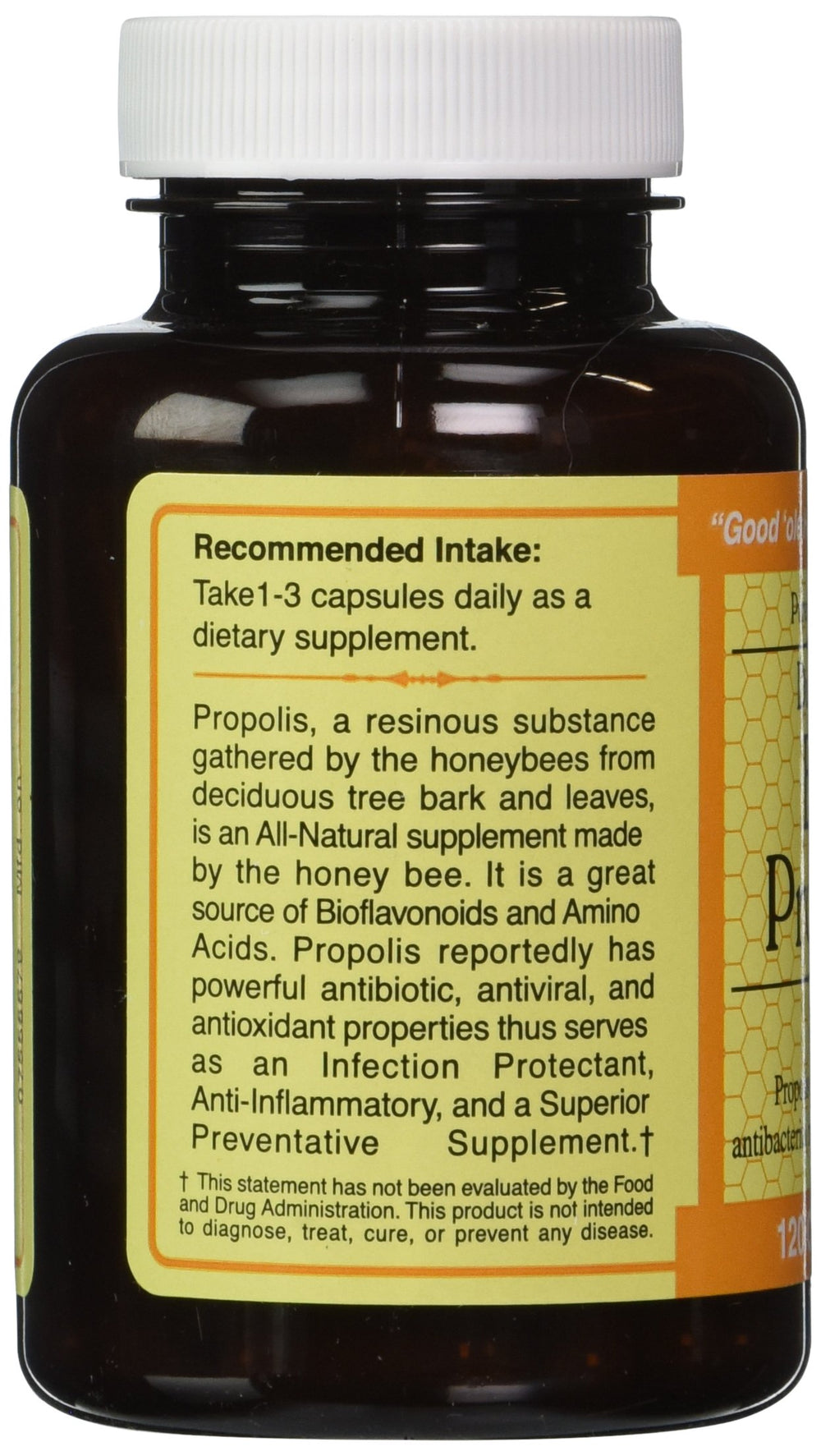 Durham's Bee Propolis label shows family-owned heritage.