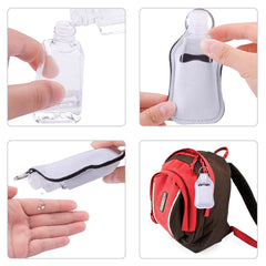 Duufin bottle inside keychain holder ready to attach to backpacks.