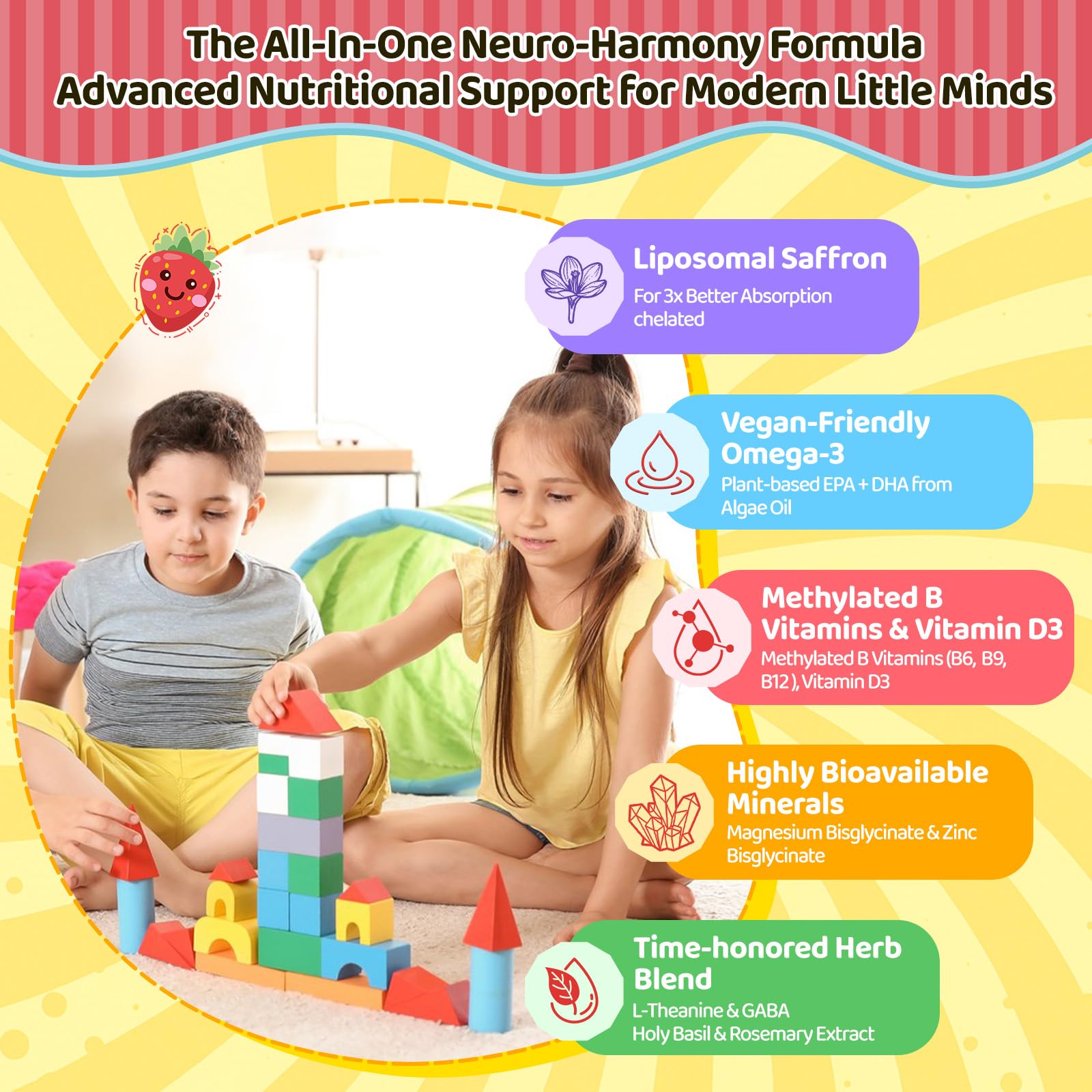 duwhot liposomal saffron gummies – label highlighting organic saffron and vegan omega-3.