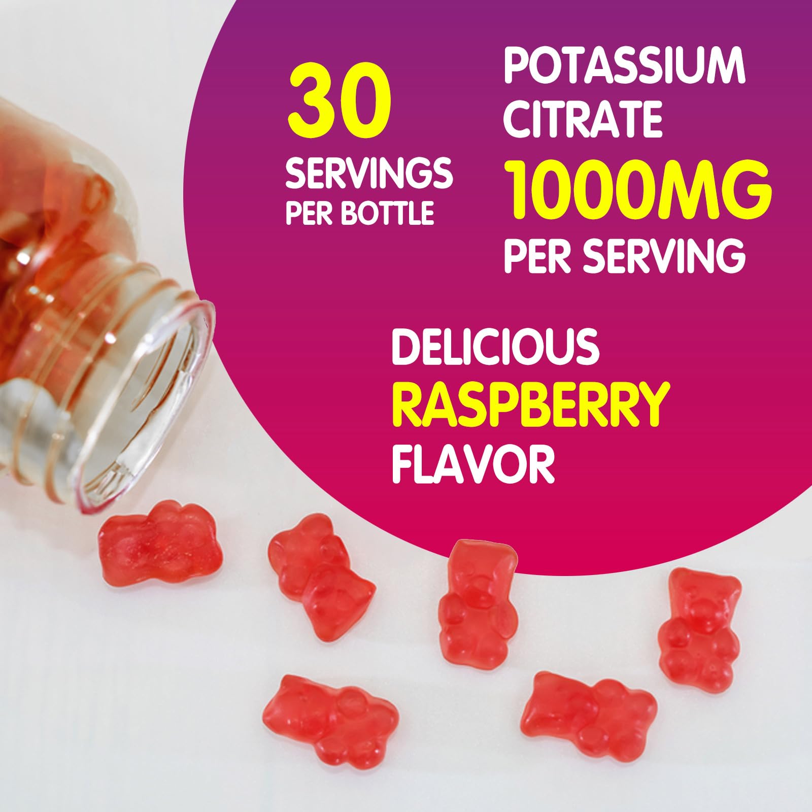 Duwhot potassium citrate gummies label and nutrition facts on the bottle
