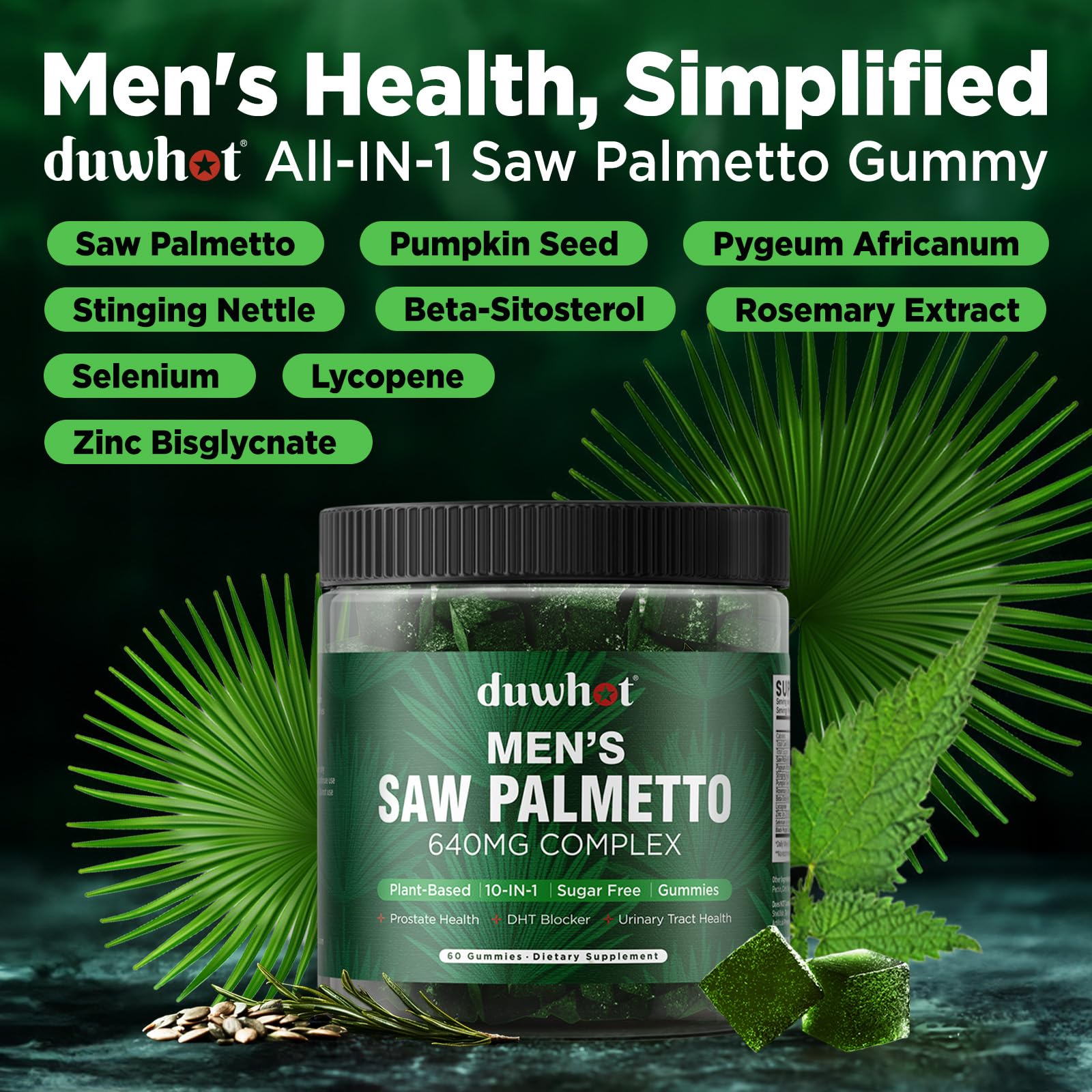 duwhot Saw Palmetto Gummies close-up highlighting gummy texture