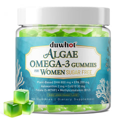 duwhot vegan omega-3 gummies bottle-front shows a 60-count pack for daily use
