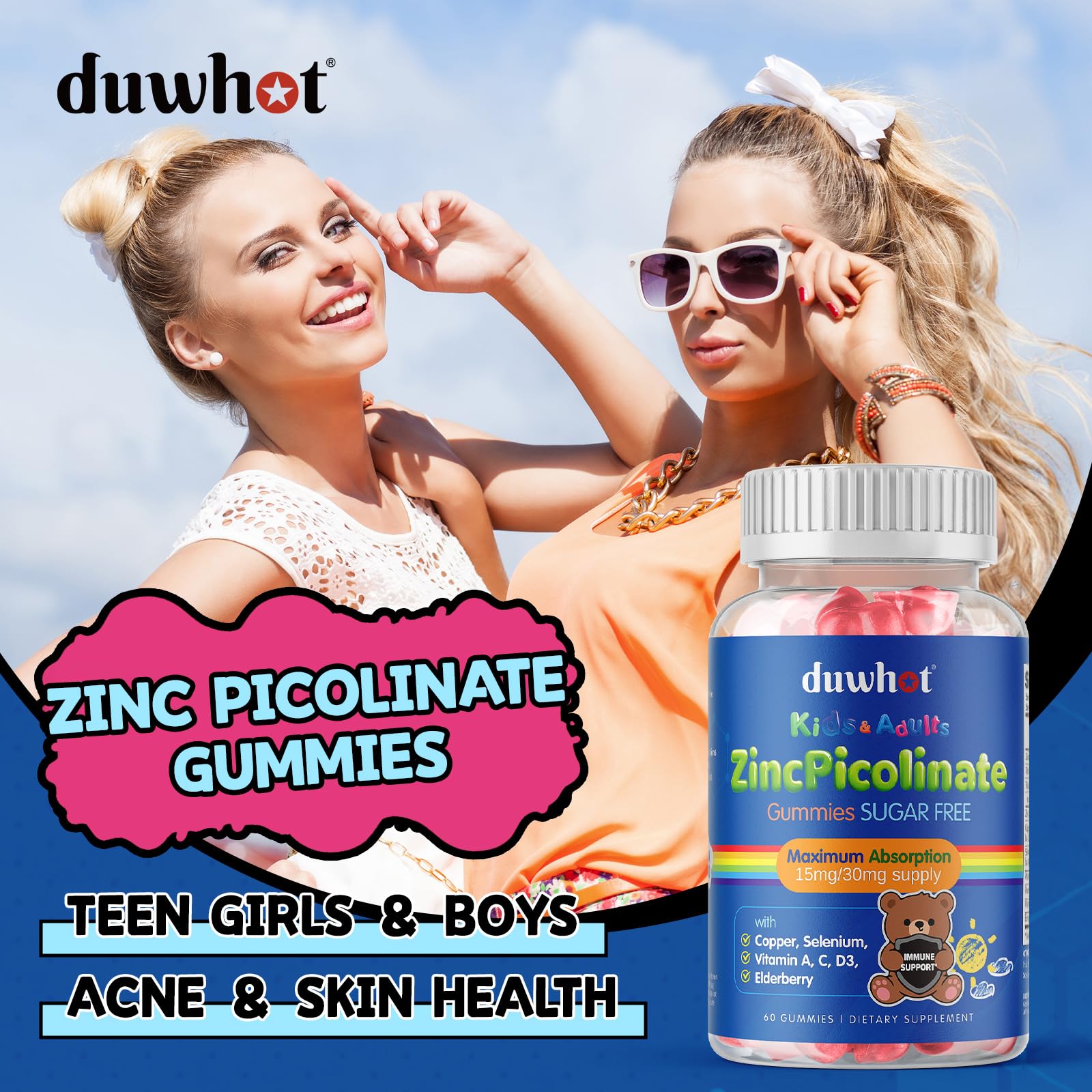 Duwhot zinc picolinate gummies on kitchen counter for easy daily routine