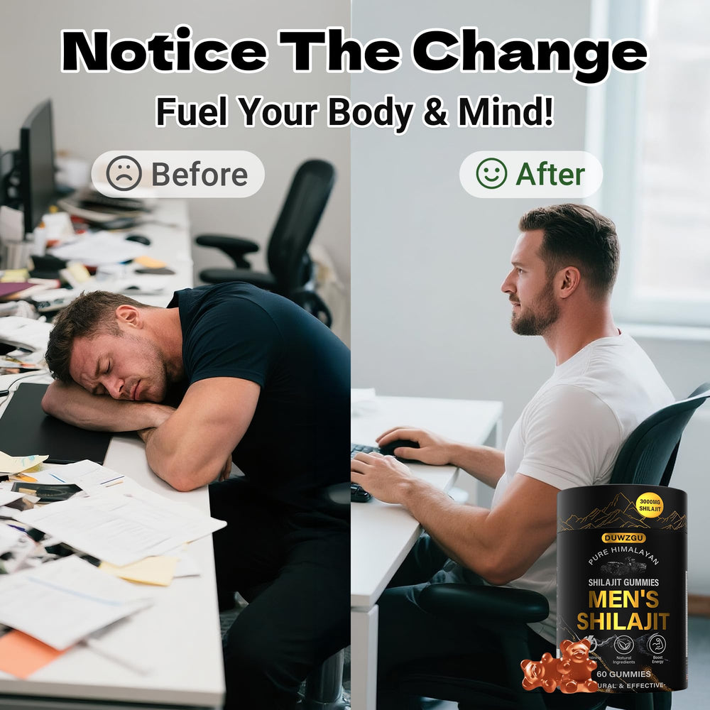 Shilajit DUWZGU con adaptógenos para mayor resistencia ante la fatiga.