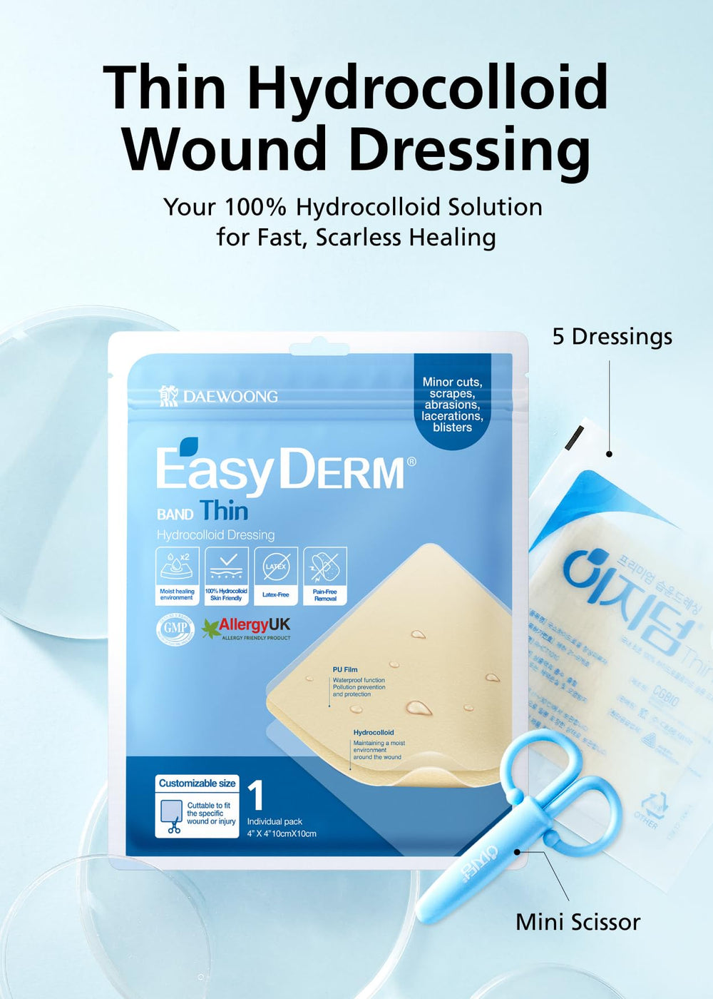 DWEasyDerm waterproof dressings stay securely in place during daily activities.