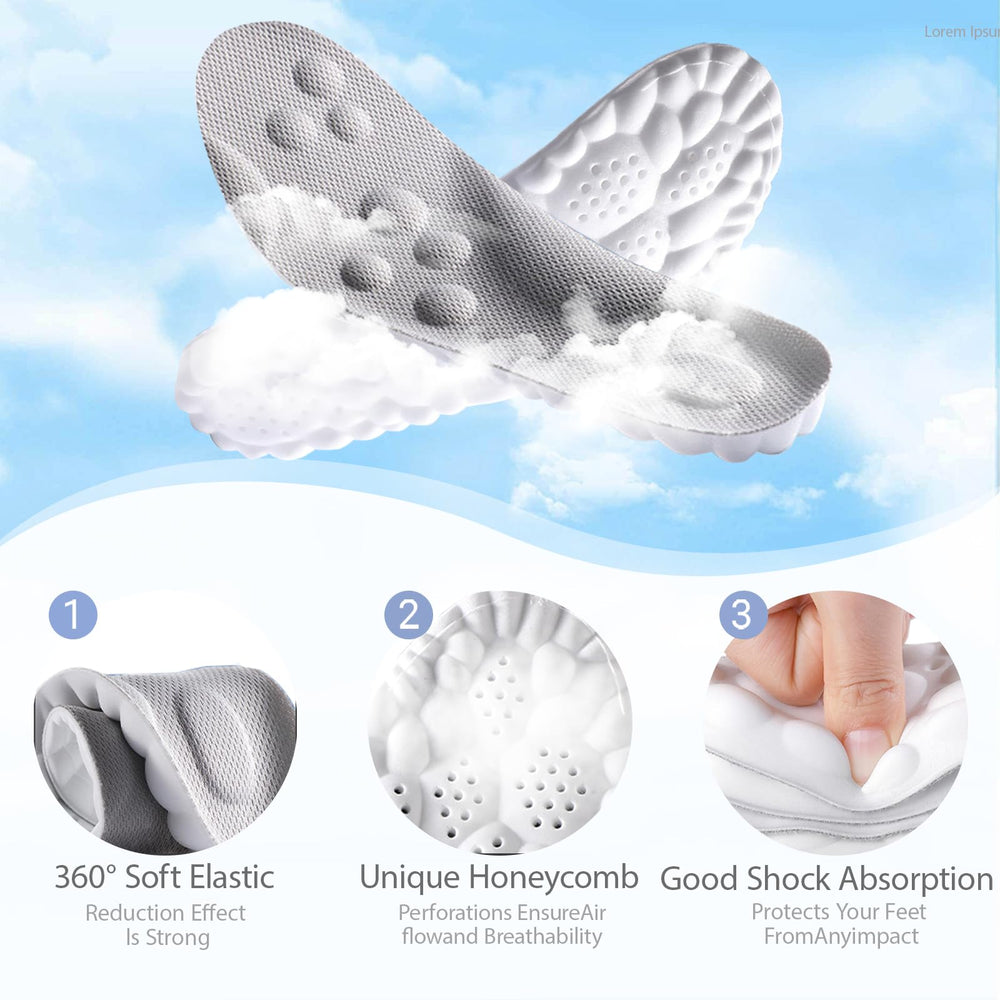 DWTWLE 4D Cloud Insoles memory foam heel area shows shock absorption.