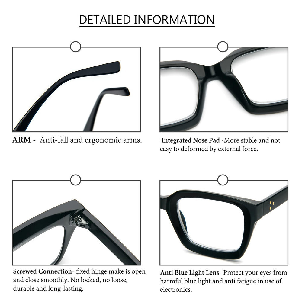 Gafas de lectura con bisagra fija de metal para mayor durabilidad