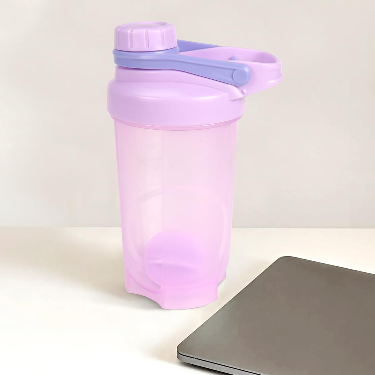 D.Y.A 16oz purple shaker bottle dishwasher-safe label for quick cleanup.