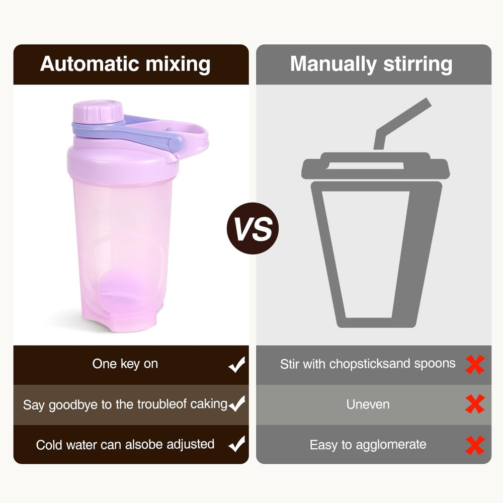 D.Y.A 16oz purple shaker bottle leak-proof lid for secure transport.