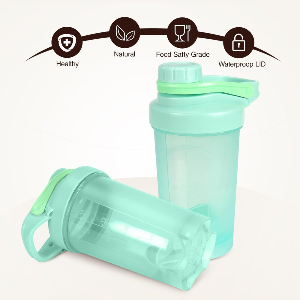 D.Y.A shaker shows double scale oz-ml markings for precise mixing