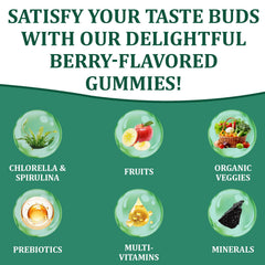 DYDUON Greens Gummies gluten-free, nut-free and dairy-free label for inclusive use.