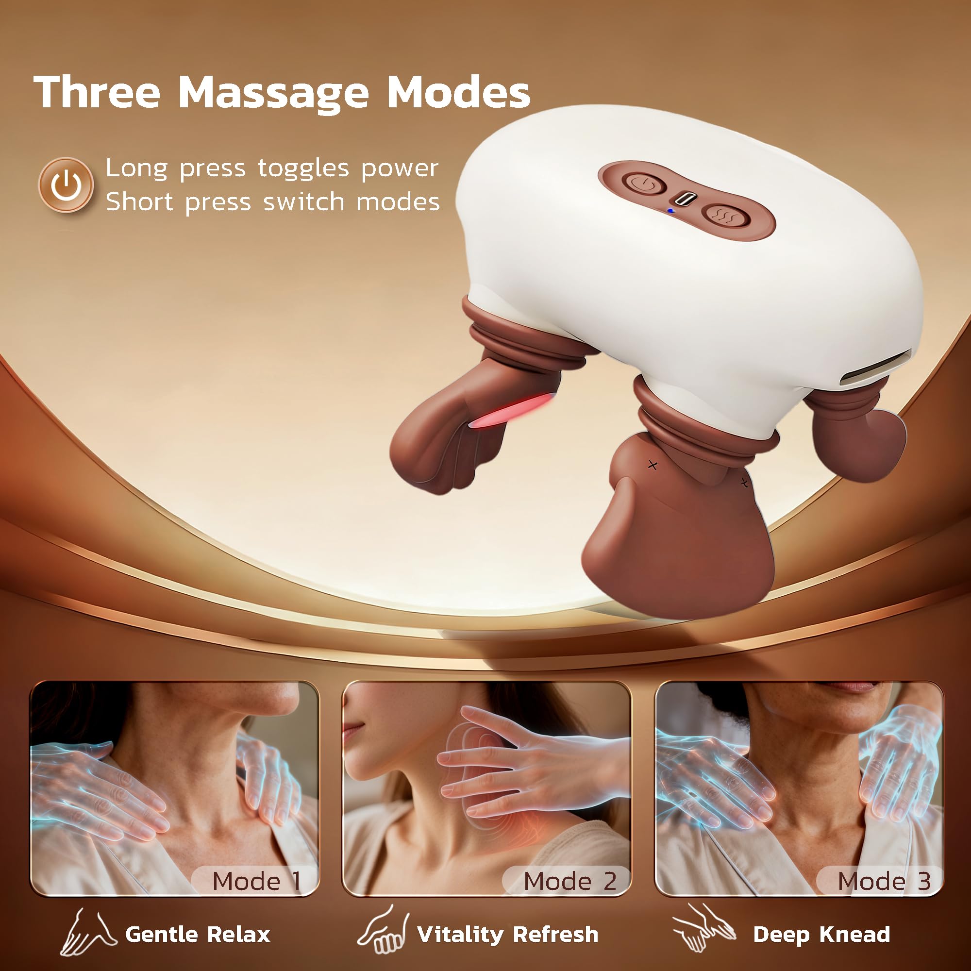 Dyhodu hand neck massager 4D kneading action mimics skilled fingers.