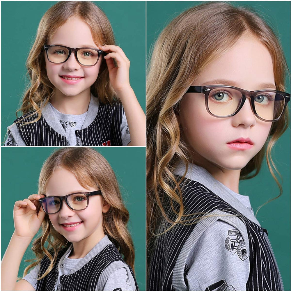 DYLB Kids blue light glasses left arm close-up showing flexible hinge for active wear