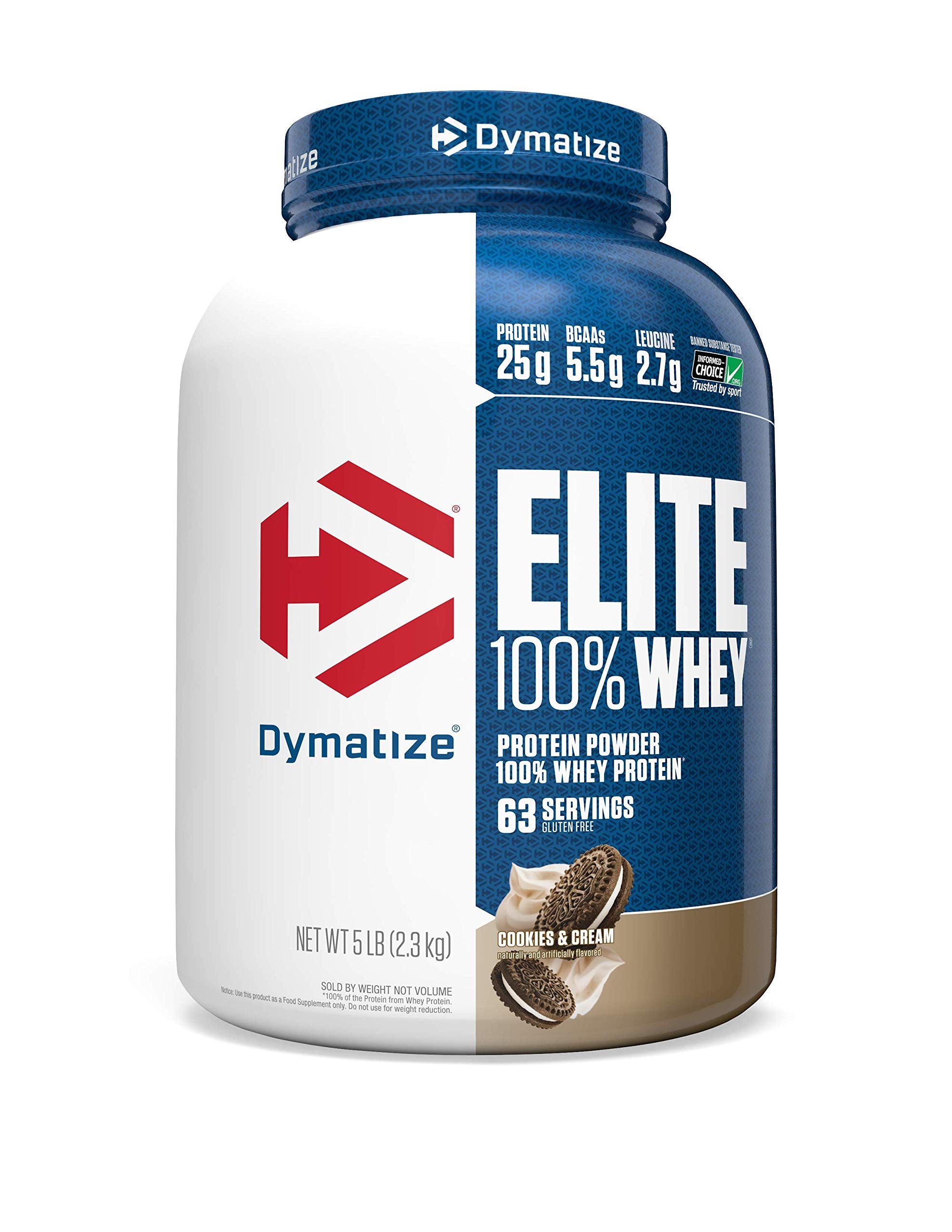 Dymatize Elite 100% Whey Cookies & Cream tub for daily protein