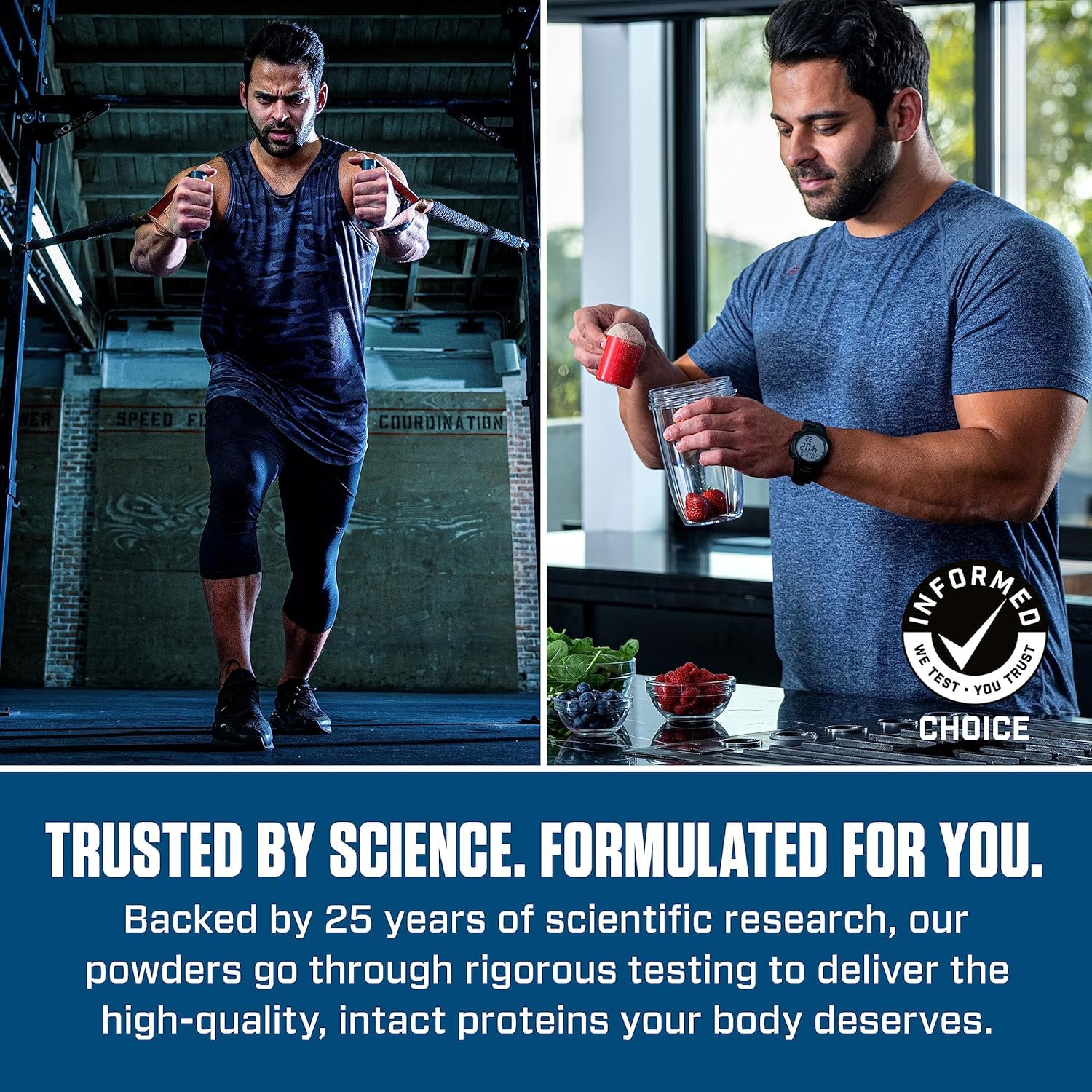 Dymatize Elite 100% Whey Cookies & Cream flavor close-up