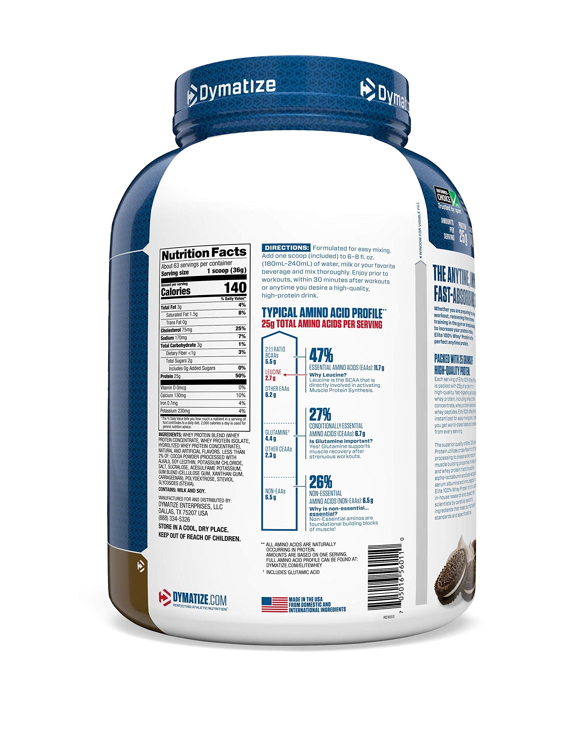 Dymatize Elite 100% Whey powder being stirred quickly