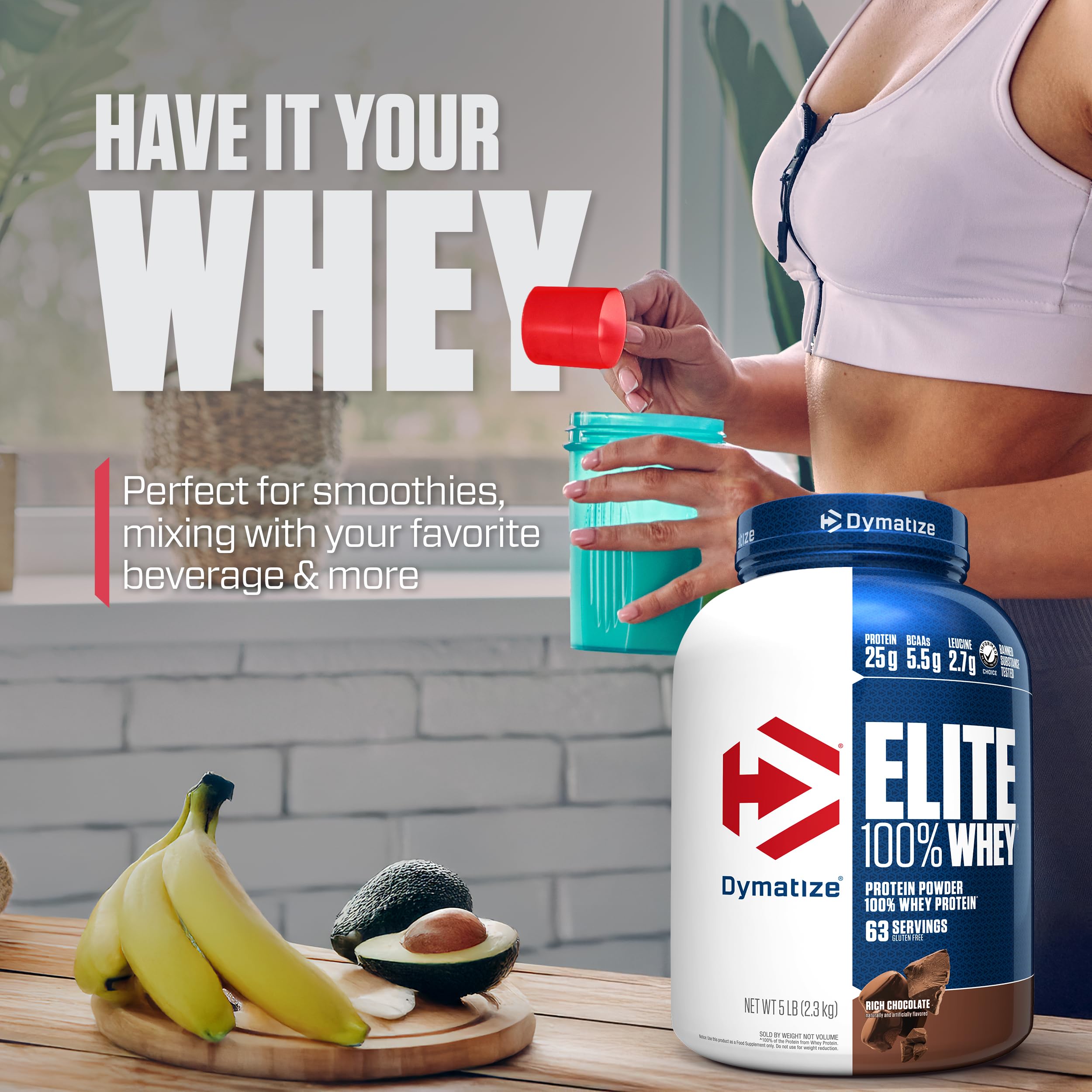 Dymatize Elite nutrition facts panel highlights protein and amino acid content