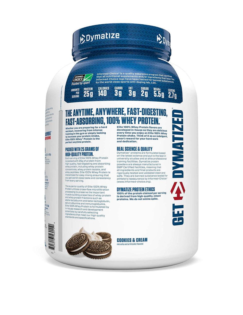 Dymatize Elite 100% Whey shake in glass after workout