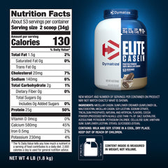 Dymatize Elite Casein nighttime recovery setup emphasizing slow-release protein.