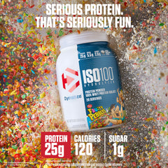 Dymatize ISO100 Fruity Pebbles nutrition panel highlights 25g protein
