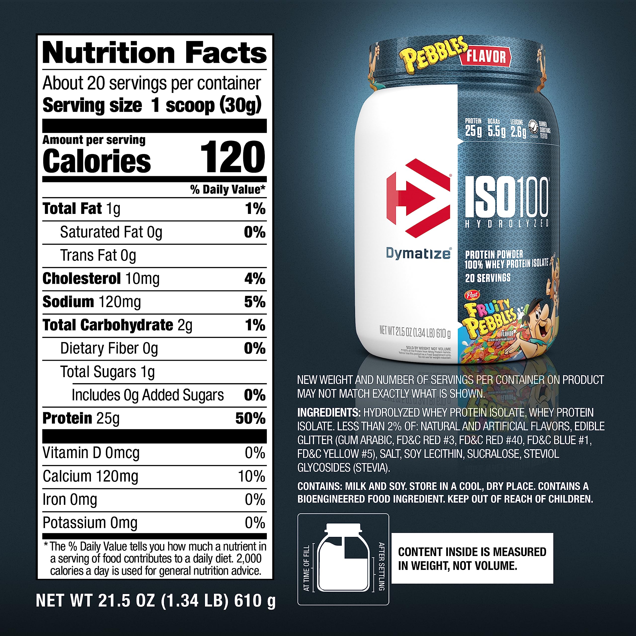 Close-up of ISO100 ingredients highlighting clean isolate protein