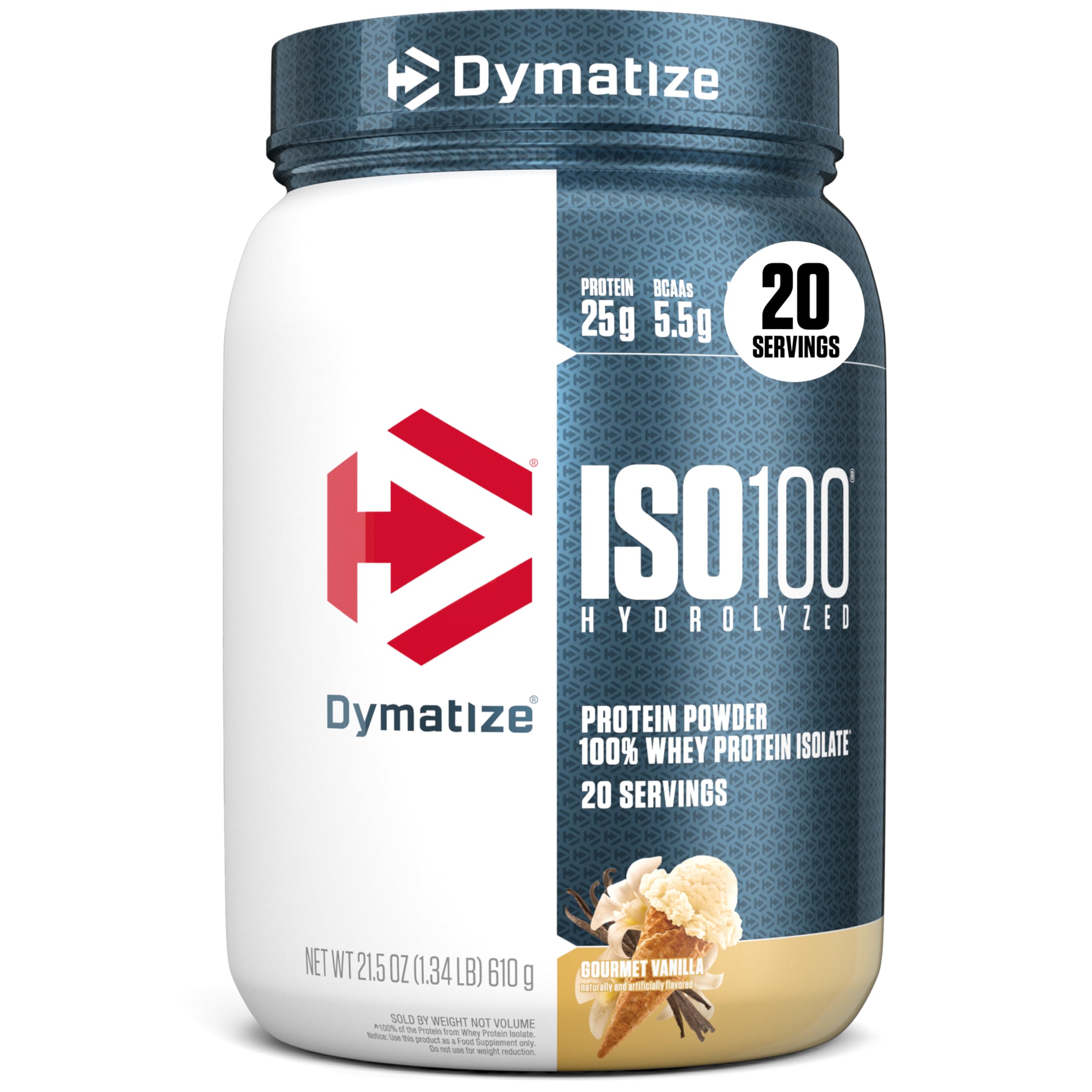 Dymatize ISO100 bottle in Gourmet Vanilla for fast digestion and convenience