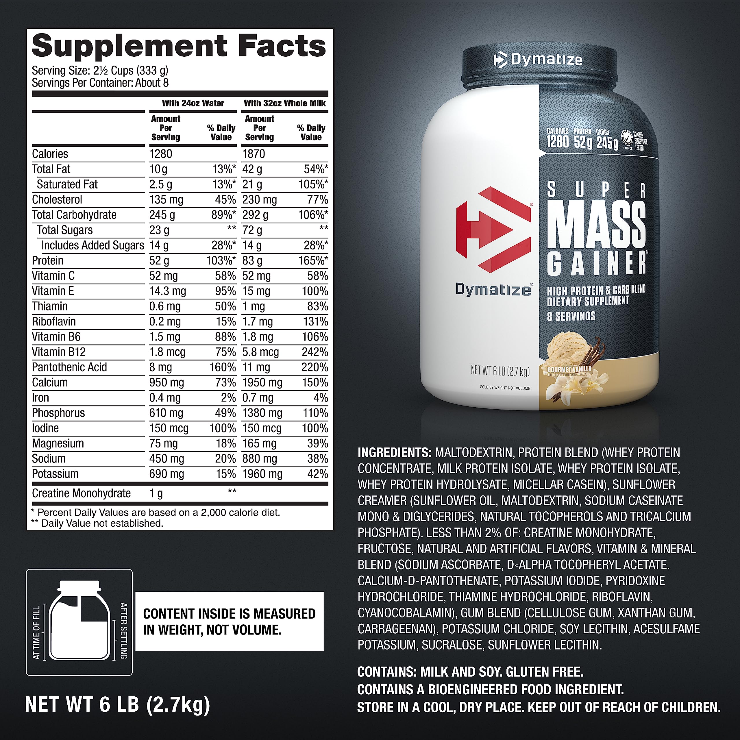 Dymatize shake blended with fruit and oats demonstrates a convenient mass-gain meal.