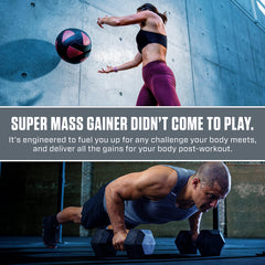 Dymatize Super Mass Gainer ingredients featuring whey, casein, and isolate