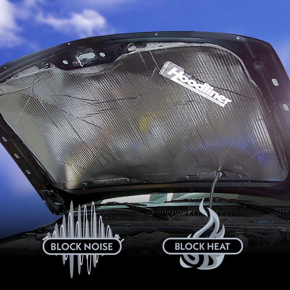 Dynamat Hoodliner aluminized skin reflects heat to protect the hood finish.