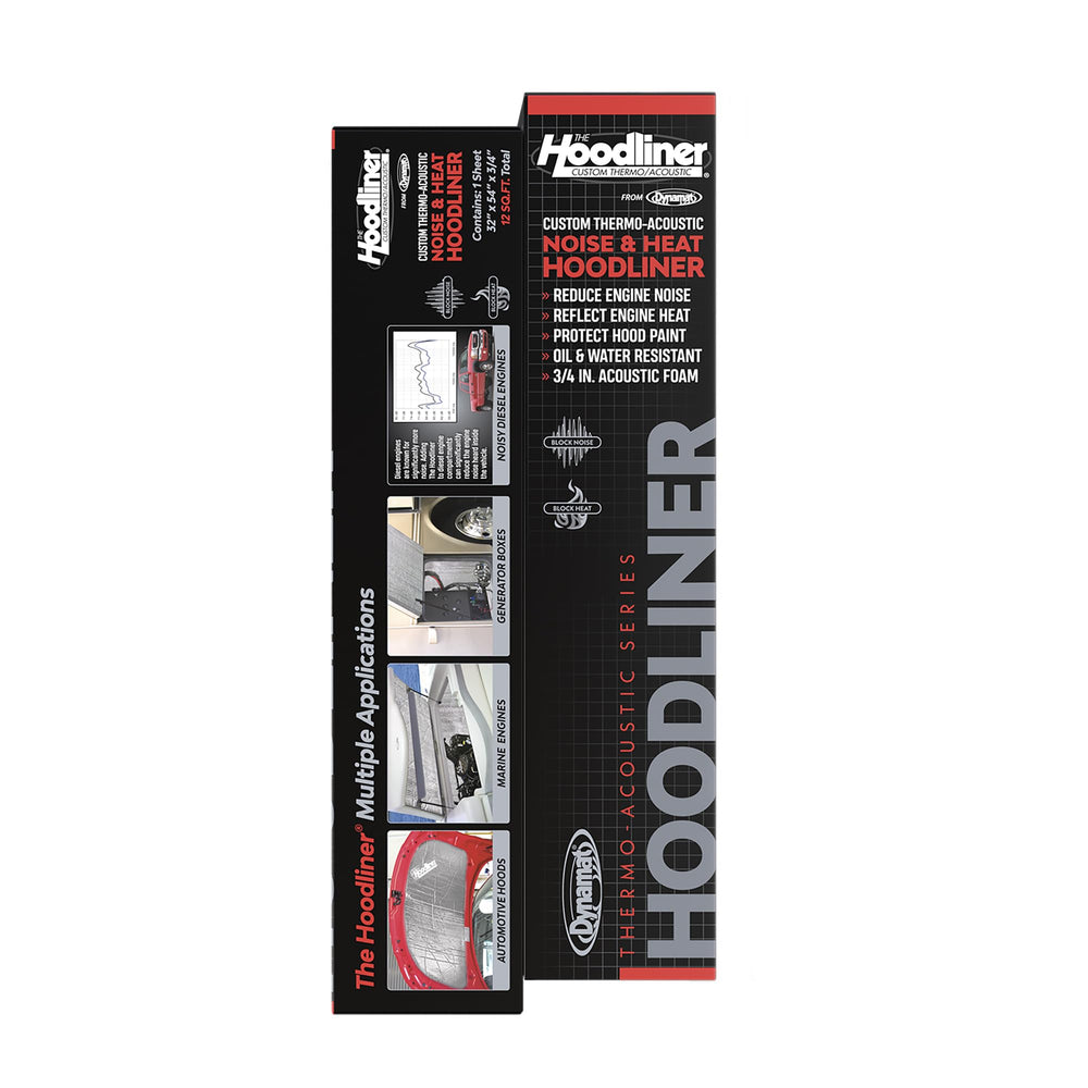 Dynamat Hoodliner foam absorbs engine noise for a quieter cabin.