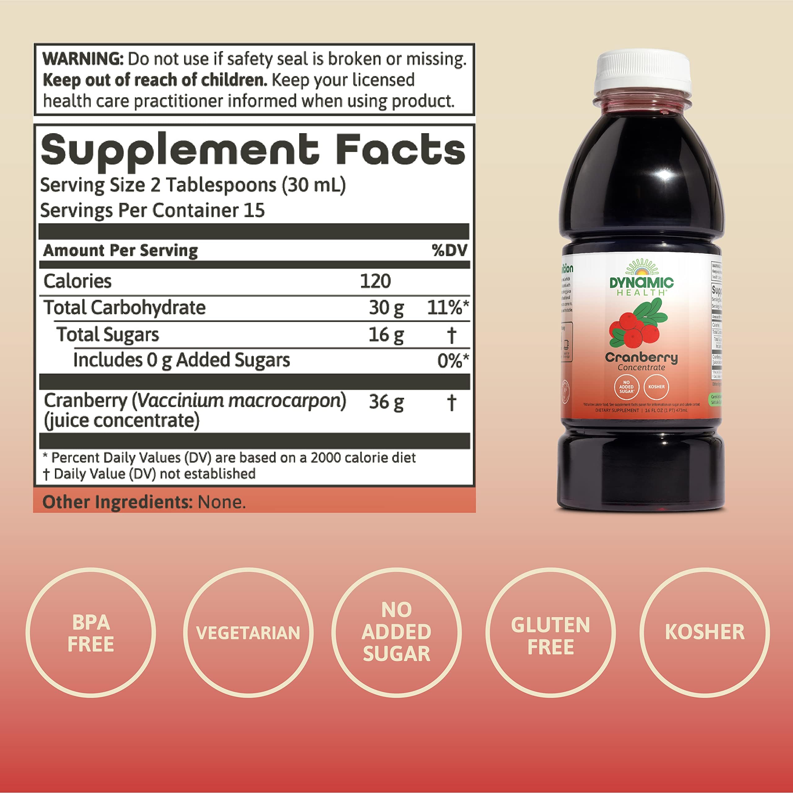 Dynamic Health Cranberry Juice Concentrate pour demonstrates unsweetened flavor ideal for daily mixing.