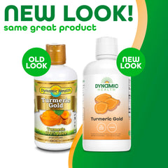Dynamic Health Turmeric Gold amber juice close-up highlights pure turmeric and black pepper